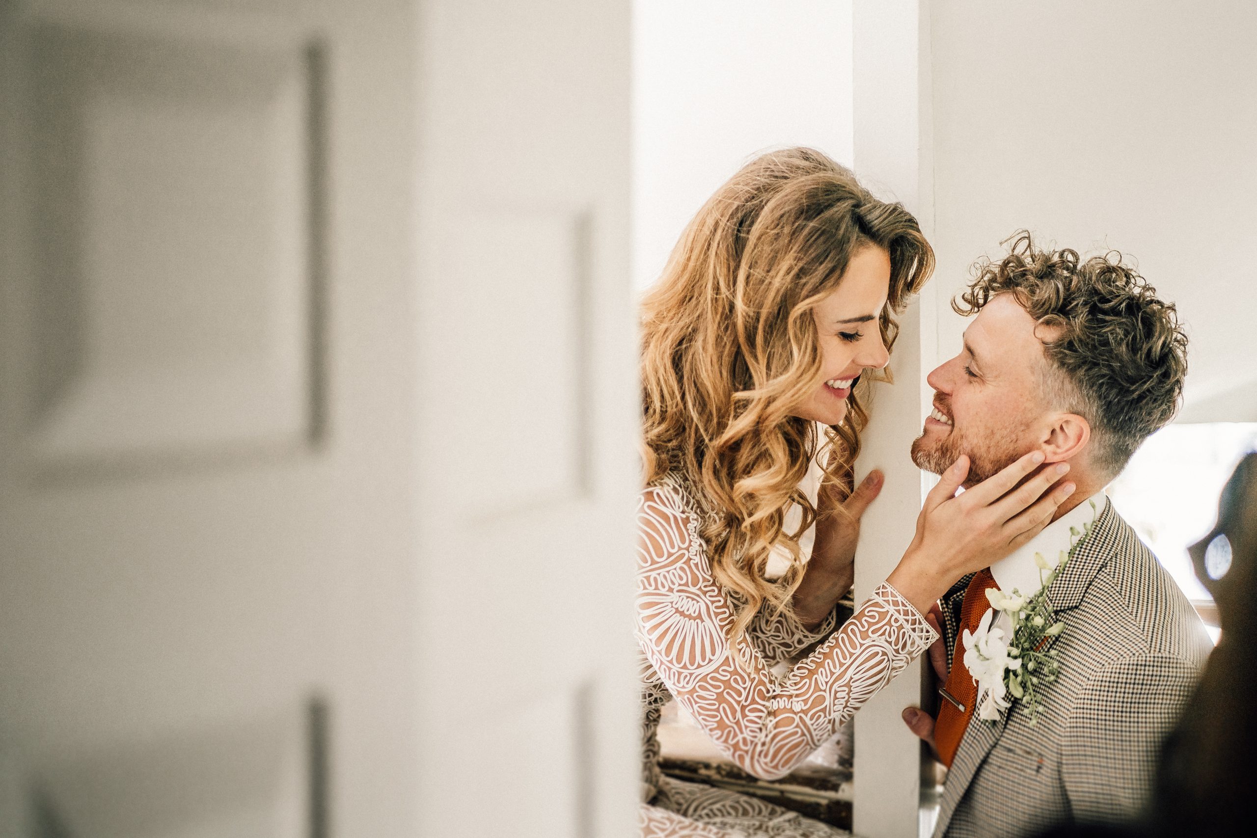 HOME 13 bride and groom meet during a wedding first look
