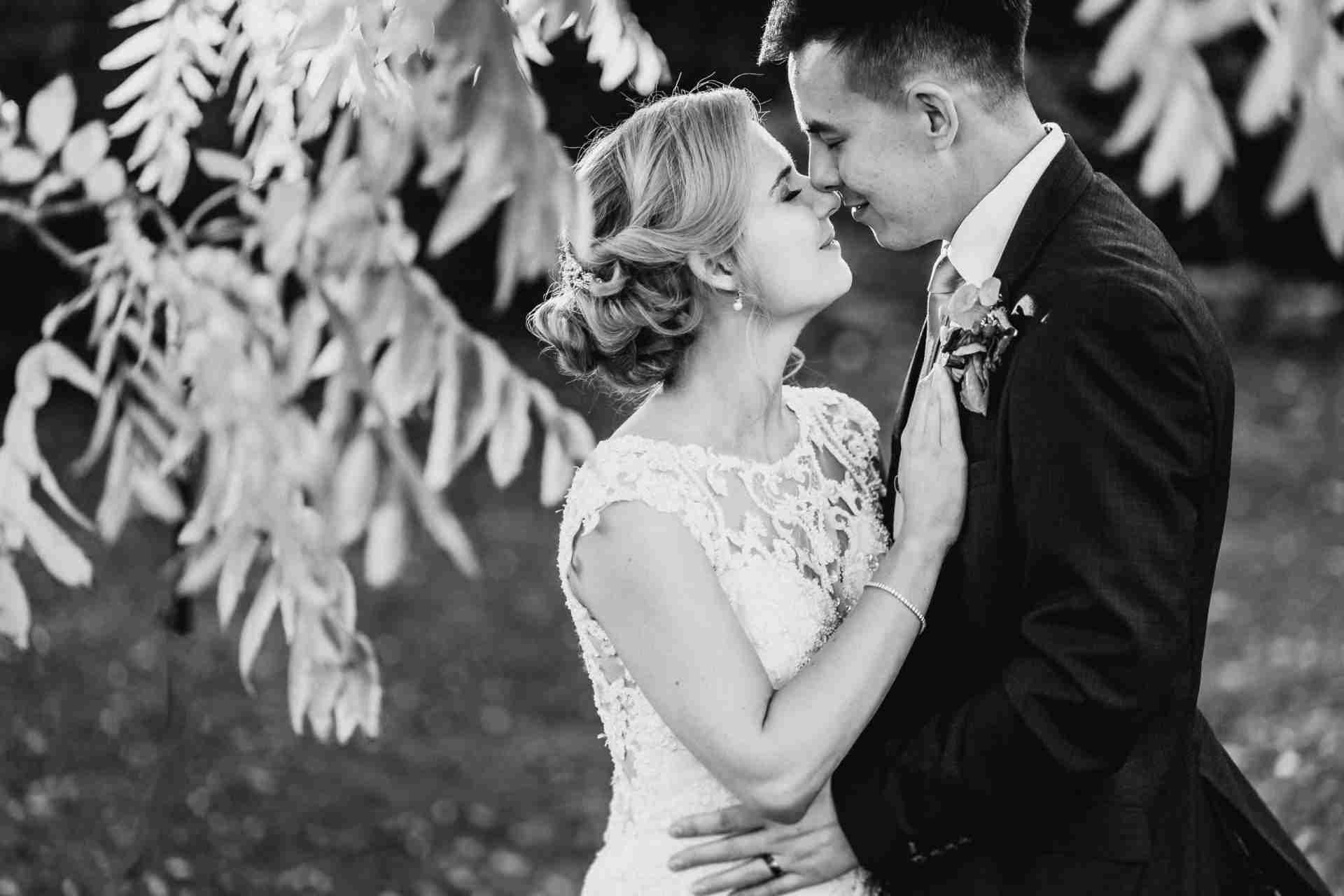 STUBTON HALL | Amelia & Tom 23 Bride and groom embrace at Stubton Hall wedding venue