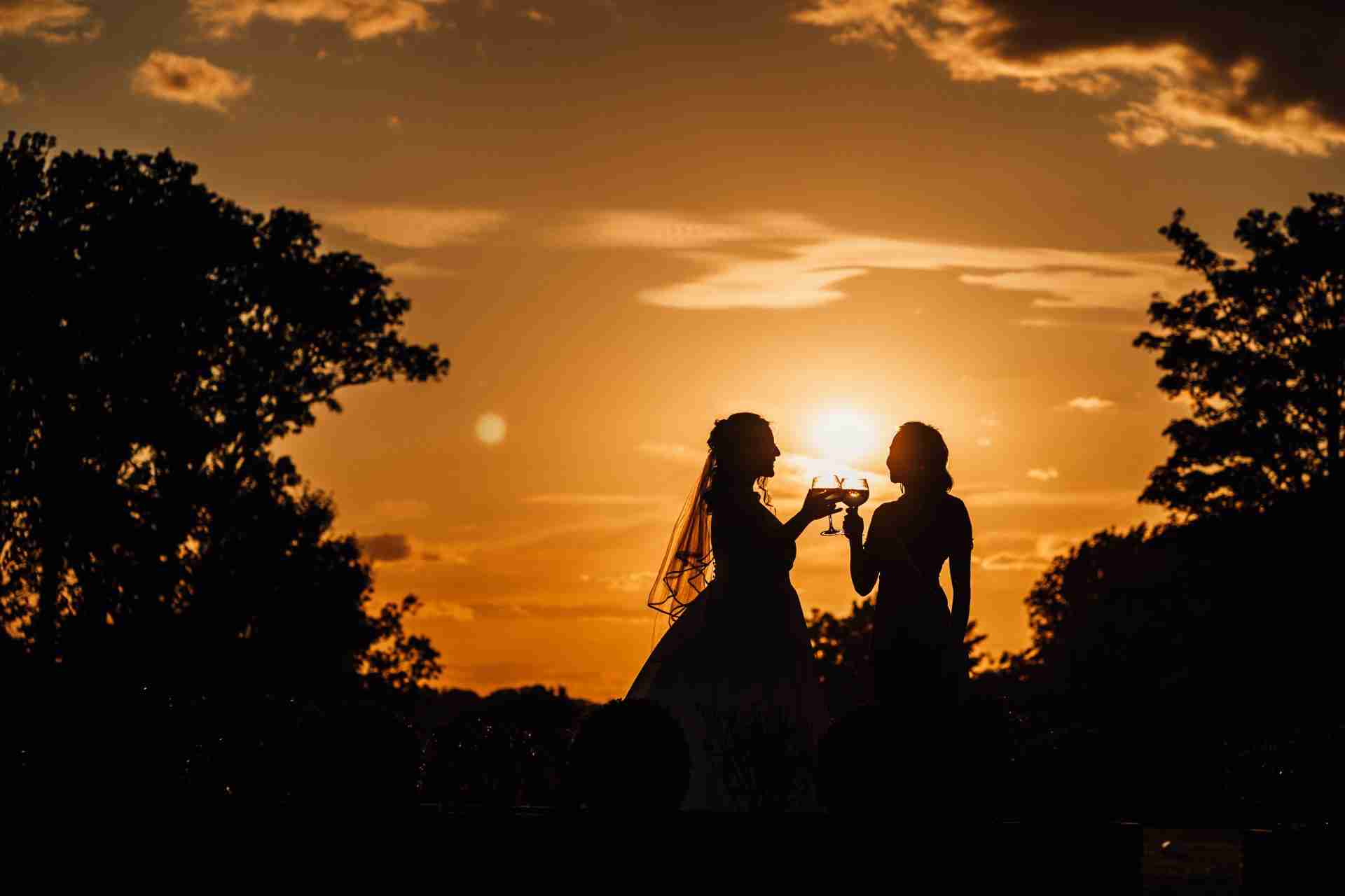 LANDING PAGE | Recommended Suppliers 12 a silhouette of a woman holding wine glasses with a sunset in the background